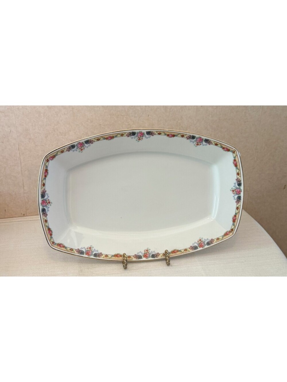 Vintage Hermann Ohme OHM16 Germany Large Rectangular Serving Platter Floral